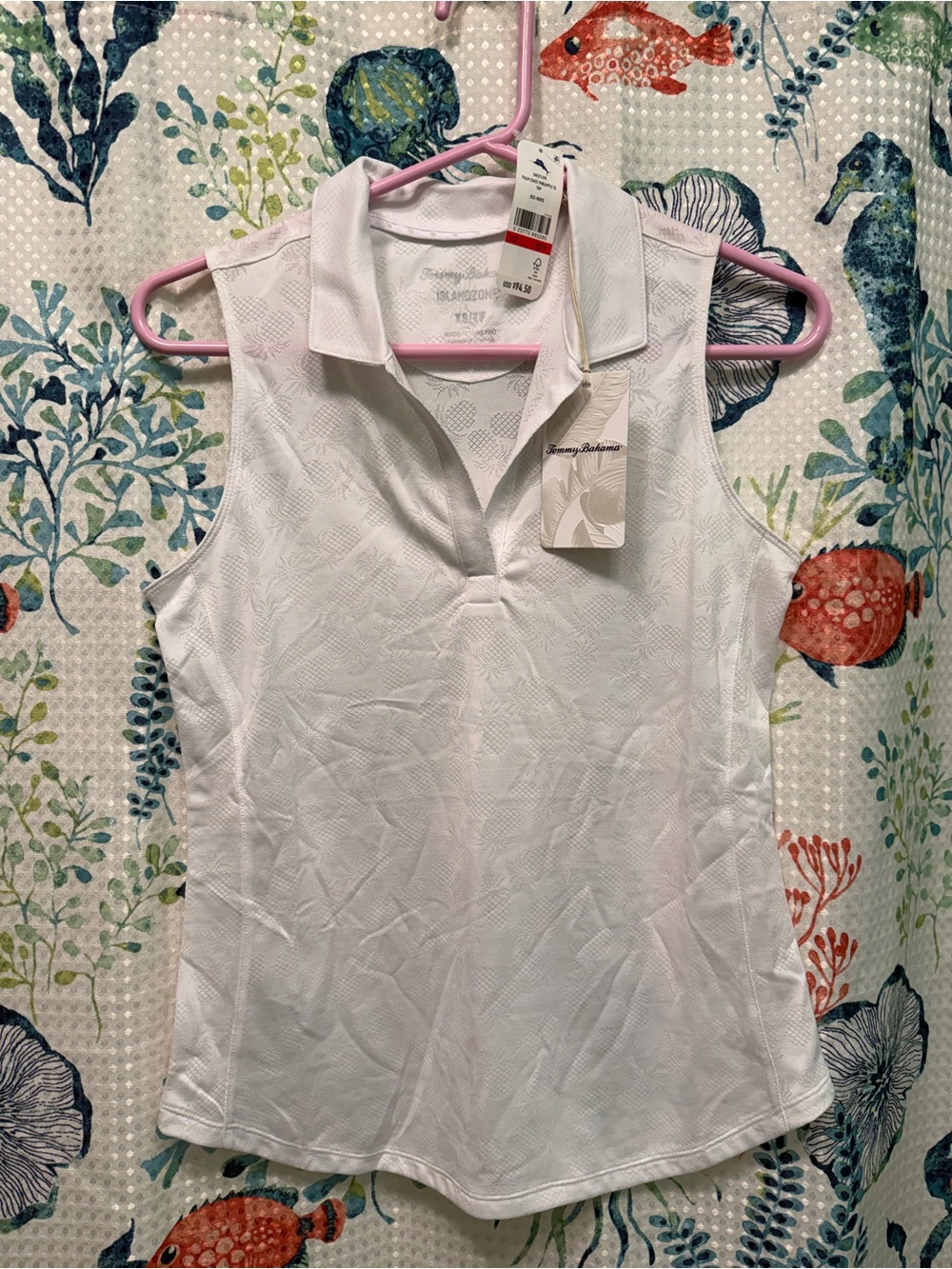 Tommy Bahama island zone White Sleeveless polo tank.